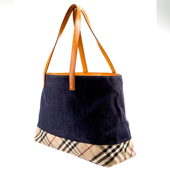 BURBERRY LONDON DENIM AND NOVA CHECK TOTE - Picture 2 of 8
